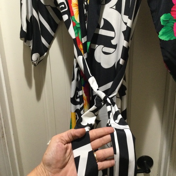 Vintage David brown Saks Fifth Avenue Hawaiian Tropical Long Kimono size L - Picture 6 of 9